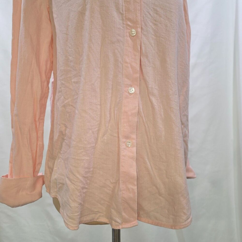 Club Monaco Peach Cotton Ruffle Button Up Shirt Long Sleeve Womens Size XS - Picture 4 of 9